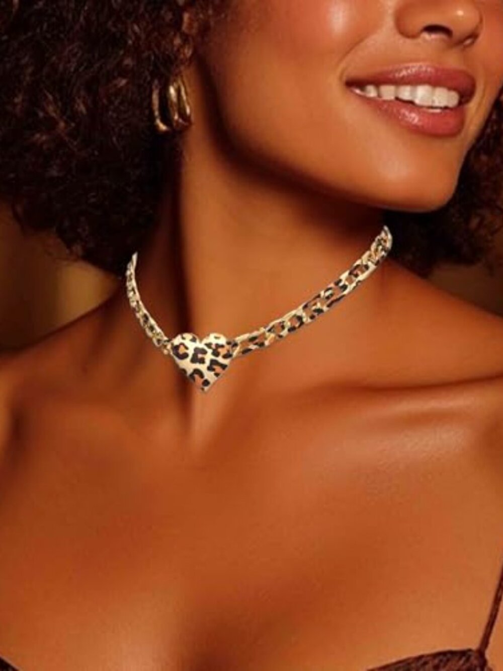 New - Leopard Chunky Choker Necklace Gold Thick Necklaces Punk Cuban Chain - Picture 3 of 3